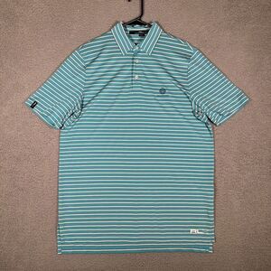 RLX Ralph Lauren Shirt Mens Large Striped Golf Polo Performance Stretch Ironwood